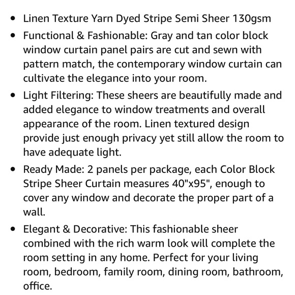 Window curtains 95”L x 40”W semi-sheer coastal neutral linen NEW - Picture 10 of 10